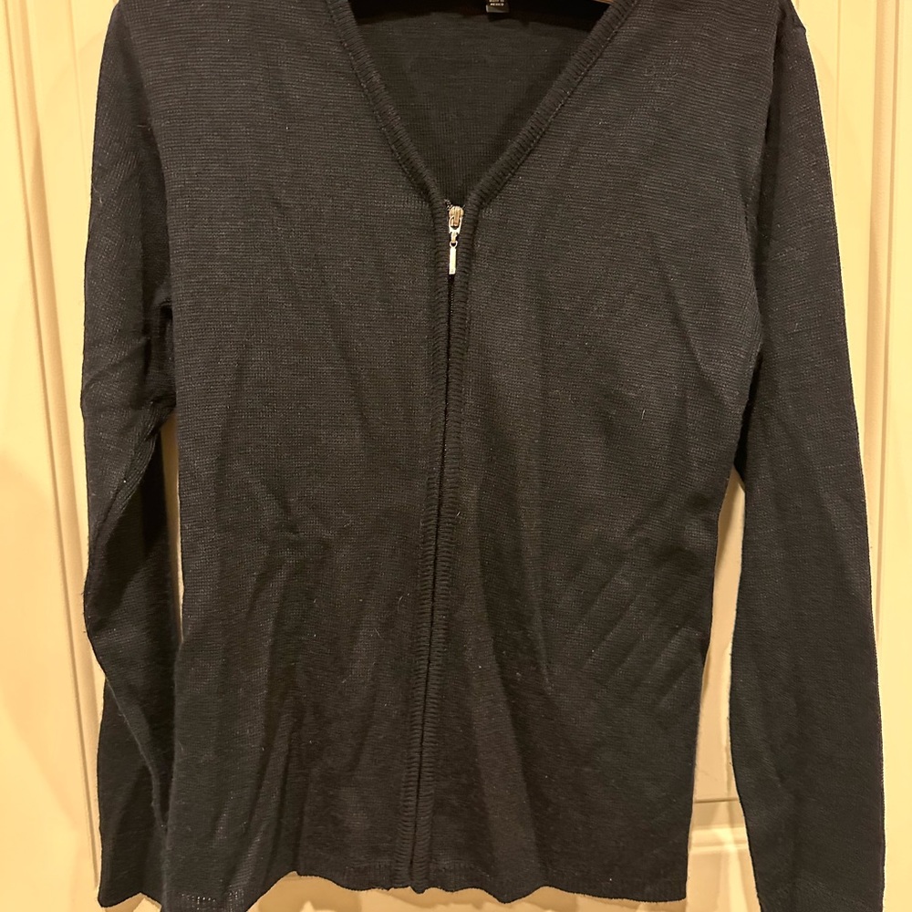 Women’s L Cobmex Navy Blue Zippered Cardigan
